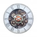 Horloge Industrielle MDF, Engrenages, Noir et Blanc 2, H 34 cm