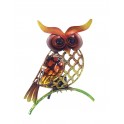 Le Bougeoir Hibou, Métal & Verre, Violet, H 15 cm