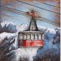 Tableau Métal 3D : Le téléphérique du midi, Rouge, H 60 cm