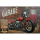 Tableau Métal 3D XL : Moto Rouge Vintage USA & Garage, L 120 cm