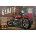 Tableau Métal 3D XL : Moto Rouge Vintage USA & Garage, L 120 cm