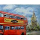 Tableau Métal 3D XL : Bus Rouge à Londres, L 120 cm