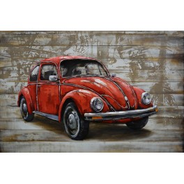 Tableau Métal 3D XL : Coccinelle Rouge à Paris, L 120 cm
