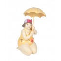 Bord de mer : Baigneuse Ronde assise & Ombrelle, Mod Yellow Suit, H 17 cm