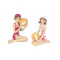 Figurine Bord de Mer : Set 2 minis baigneuses 2, Mod Red Suit, L 11 cm