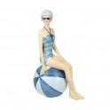 Grande Figurine Bord de Mer : Baigneuse & Ballon XL, H 28 cm