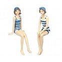 Figurine Bord de Mer : Set 2 jolies baigneuses, Bord étagère, Mod Candy Suit, H 18 cm