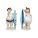 Figurine Bord de Mer : Set 2 jolies baigneuses, Modèle SURF. H 16 cm