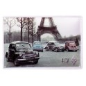Plaque Métal 3D : La 4 CV 4 Couleurs, Tour Eiffel & Paris, 30 x 40 cm