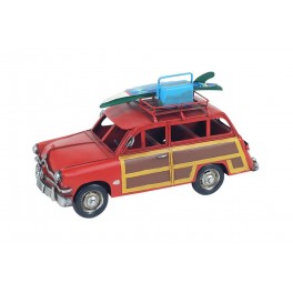 Miniature Voiture Métal : Mini ancienne, Modèle Rouge, L 24 cm