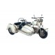 Moto Side Car : Véhicule 2 places, Blanc. L 34 cm