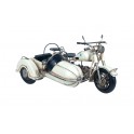Moto Side Car : Véhicule 2 places, Blanc. L 34 cm