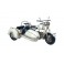 Moto Side Car : Véhicule 2 places, Blanc. L 34 cm