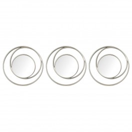 Set 3 Miroirs Ronds Design circulaire, Argent Mat, Diamètre 25 cm