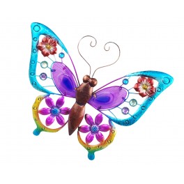 Papillon Mural XL en Fer : Collection Spring, Bleu, L 42,5 cm