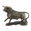 Animaux Résine Neuf : Taureau sur Socle en résine, Effet Réaliste Bronze, L 35 cm