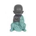 Figurine Petit Moine Kung Fu Bleu, Coll. Baby Zen, H 11 cm