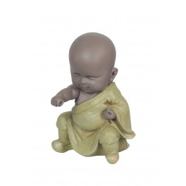 Figurine Petit Moine Kung Fu Vert, Coll. Baby Zen, H 11 cm
