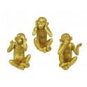 Set 3 Singes de la sagesse, Finition Antic Line, H 17 cm