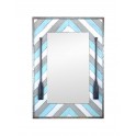 Grand Miroir Mural Thème Marin en Bois, Bleu, Blanc et Gris, H 102 cm