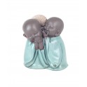 Figurines 2 Moines en Confidence, Petit Modèle Bouddha en résine, H 8,5 cm