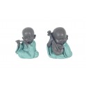 Figurine Résine : Set 2 Minis Bouddha assortis Musique, Baby Zen, H 7 cm