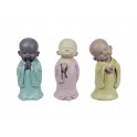 Set 3 Figurines Moines Méditation, 3 Couleurs Baby Zen en Résine, H 17 cm