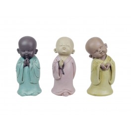 Set de 3 Mini-Moines de la Sagesse Assis 2, Collection Baby Zen, H 7,5 cm