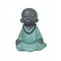Figurine Moine Méditation Assis, Baby Zen : Modèle Bleu. H 14 cm