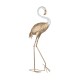 Figurine Métal Tropicale : Flamant Rose, Design Or. H 110 cm