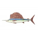 Déco Murale Poisson : Espadon, Métal & Bois, Bleu et Marron, L 75 cm…