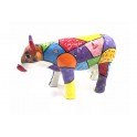 Statue Dolomite : Grande Vache Design Arlequin, L 32 cm