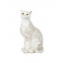 Grande figurine en résine : Chat Assis, yeux jaunes. H 22 cm