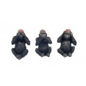 Set 3 singes de la Sagesse, Modèle Gorilles Jungle. H 12,5 cm