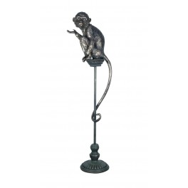 Grande Statuette sur Socle : Petit Singe en résine Antic Line, H 107 cm