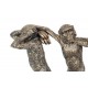 Grande Statuette Antic Line : Défilé de 3 Singes de la Sagesse, L 41 cm