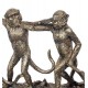 Grande Statuette Antic Line : Défilé de 3 Singes de la Sagesse, L 41 cm