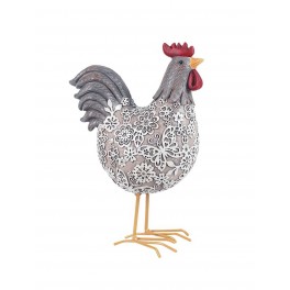 Poule résine & crochet 12 cm, modèle rose et bleu