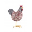 Poule résine & crochet 12 cm, modèle rose et bleu