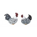 Figurine Poule et Coq en Résine, Modèles Rétros, L 22 cm