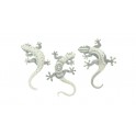 Set 3 Geckos en Résine : Collection Argentée, H 14 cm