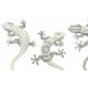 Set 2 Geckos en Résine : Collection Argentée, H 14 cm