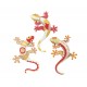 Set 3 Geckos en Résine : Collection Écarlate, H 20 m