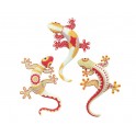 Set 3 Geckos en Résine : Collection Écarlate, H 20 cm