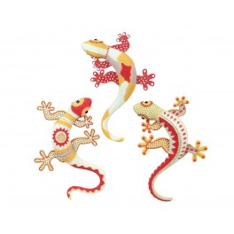 Set 3 Geckos en Résine : Collection Écarlate, H 20 m