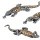 Déco Lézards : Set de trois geckos. Coll Argent & Or. L 21 cm