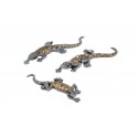 Déco Lézards : Set de trois geckos. Coll Argent & Or. L 26 cm