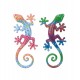 Déco Gecko Mural : Set 2 lézards Multicolores, H 22 cm