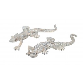 Déco : Set de deux geckos en résine. Coll Reptile. L 25 cm