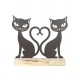 Figurine Chat : Duo Chats en Métal sur Socle, L 26 cm.